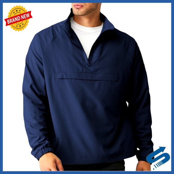 Men's Lightweight Quarter Zip Windbreaker Jacket with Pockets for Hiking Golf